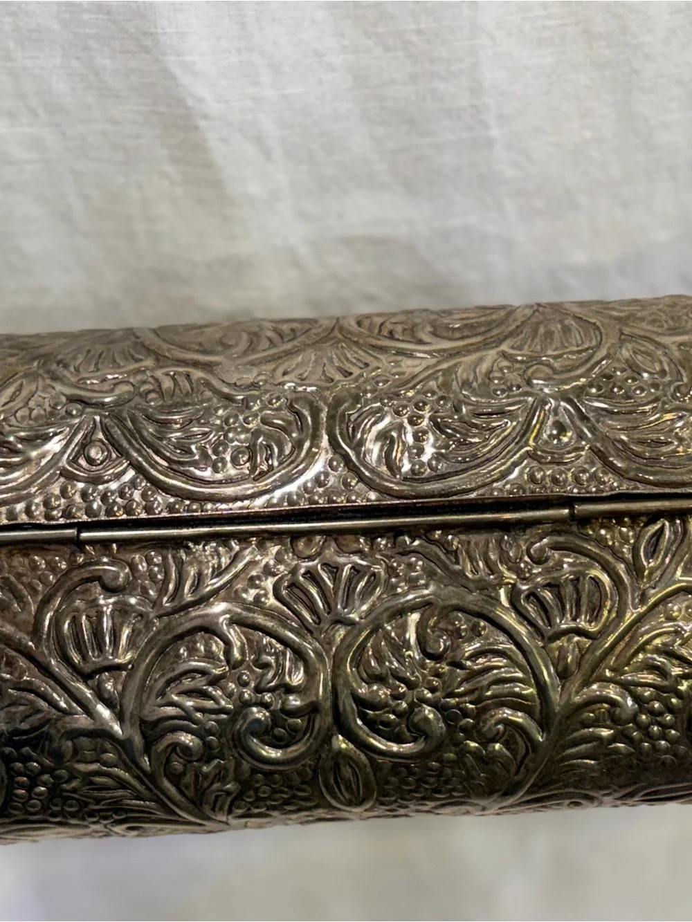 Vintage Ornate Silver Metal Clutch Purse